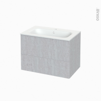 Meuble de salle de bains - Plan vasque NEMA - HODA Béton - 2 tiroirs - Côtés décors - L80.5 x H58.5 x P50,6 cm