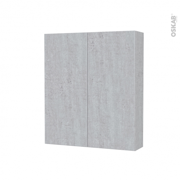 Armoire De Toilette Rangement Haut Hoda Beton 2 Portes Cotes Decors L60 X H70 X P17 Cm Oskab