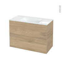 Meuble de salle de bains - Plan vasque VALA - HOSTA Chêne prestige - 2 tiroirs - Côtés décors - L100,5 x H71,2 x P50,5 cm