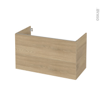 Meuble de salle de bains - Sous vasque - HOSTA Chêne prestige - 2 tiroirs - Côtés décors - L100 x H57 x P50 cm
