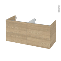 Meuble de salle de bains - Sous vasque double - HOSTA Chêne prestige - 4 tiroirs - Côtés décors - L120 x H57 x P50 cm