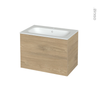 Meuble de salle de bains - Plan vasque NEMA - HOSTA Chêne prestige - 2 tiroirs - Côtés décors - L80.5 x H58.5 x P50,6 cm