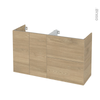 Meuble de salle de bains - Sous vasque - HOSTA Chêne prestige - 2 portes 2 tiroirs - Côtés décors - L120 x H70 x P40 cm