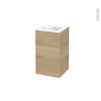 Meuble de salle de bains - Plan vasque ODON - HOSTA Chêne prestige - 1 porte - Côtés décors -  L41 x H71,5 x P41 cm