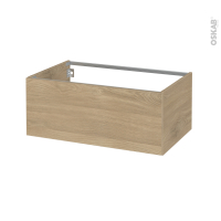 Meuble de salle de bains - Rangement bas - HOSTA Chêne prestige - 1 tiroir - Côtés décors - L80 x H35 x P50 cm