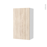 Armoire de salle de bains - Rangement haut - IKORO Chêne clair - 1 porte - Côtés blancs - L40 x H70 x P27 cm
