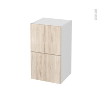 Meuble de salle de bains - Rangement bas - IKORO Chêne clair - 2 tiroirs 1 tiroir à l'anglaise - L40 x H70 x P37 cm