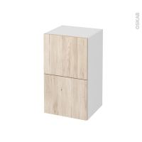 Meuble de salle de bains - Rangement bas - IKORO Chêne clair - 2 tiroirs - L40 x H70 x P37 cm