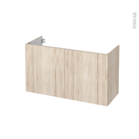 Meuble de salle de bains - Sous vasque - IKORO Chêne clair - 2 portes - Côtés décors - L100 x H57 x P40 cm