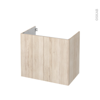 Meuble de salle de bains - Sous vasque - IKORO Chêne clair - 2 portes - Côtés décors - L80 x H70 x P50 cm