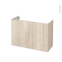 Meuble de salle de bains - Sous vasque - IKORO Chêne clair - 2 portes - Côtés décors - L100 x H70 x P40 cm