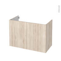 Meuble de salle de bains - Sous vasque - IKORO Chêne clair - 2 portes - Côtés décors - L100 x H70 x P50 cm