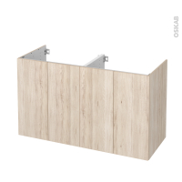 Meuble de salle de bains - Sous vasque double - IKORO Chêne clair - 4 portes - Côtés décors - L120 x H70 x P50 cm