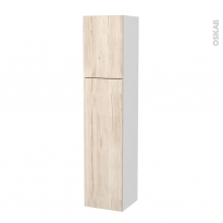 Colonne de salle de bains - 2 portes - IKORO Chêne clair - Côtés blancs - Version A - L40 x H182 x P40 cm