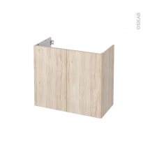 Meuble de salle de bains - Sous vasque - IKORO Chêne clair - 2 portes - Côtés décors - L80 x H70 x P40 cm