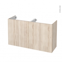 Meuble de salle de bains - Sous vasque double - IKORO Chêne clair - 4 portes - Côtés décors - L120 x H70 x P40 cm