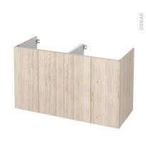 Meuble de salle de bains - Sous vasque double - IKORO Chêne clair - 4 portes - Côtés décors - L120 x H70 x P50 cm