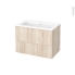 #Meuble de salle de bains - Plan vasque NAJA - IKORO Chêne clair - 2 tiroirs - Côtés décors - L80,5 x H58,5 x P50,5 cm