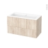 #Meuble de salle de bains Plan vasque NAJA <br />IKORO Chêne clair, 2 tiroirs, Côtés décors, L100,5 x H58,5 x P50,5 cm 