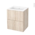 #Meuble de salle de bains - Plan vasque NAJA - IKORO Chêne clair - 2 tiroirs - Côtés décors - L60,5 x H71,5 x P50,5 cm