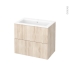 #Meuble de salle de bains Plan vasque NAJA <br />IKORO Chêne clair, 2 tiroirs, Côtés décors, L80,5 x H71,5 x P50,5 cm 
