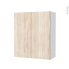 #Armoire de salle de bains - Rangement haut - IKORO Chêne clair - 1 porte - Côtés blancs - L60 x H70 x P27 cm