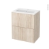 #Meuble de salle de bains - Plan vasque REZO - IKORO Chêne clair - 2 tiroirs - Côtés décors - L60,5 x H71,5 x P40,5 cm