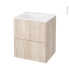 #Meuble de salle de bains - Plan vasque VALA - IKORO Chêne clair - 2 tiroirs - Côtés décors - L60,5 x H71,2 x P50,5 cm
