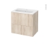 #Meuble de salle de bains - Plan vasque REZO - IKORO Chêne clair - 2 tiroirs - Côtés décors - L60,5 x H58,5 x P40,5 cm
