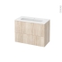 #Meuble de salle de bains Plan vasque REZO <br />IKORO Chêne clair, 2 tiroirs, Côtés décors, L80,5 x H58,5 x P40,5 cm 