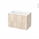 Meuble de salle de bains - Plan vasque NAJA - IKORO Chêne clair - 2 tiroirs - Côtés décors - L80,5 x H58,5 x P50,5 cm