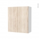 Armoire de salle de bains - Rangement haut - IKORO Chêne clair - 1 porte - Côtés blancs - L60 x H70 x P27 cm