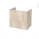 Meuble de salle de bains - Sous vasque - IKORO Chêne clair - 2 tiroirs - Côtés décors - L60 x H57 x P40 cm