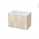 Meuble de salle de bains - Plan vasque REZO - IKORO Chêne clair - 2 tiroirs - Côtés décors - L80,5 x H58,5 x P50,5 cm