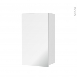 Armoire de salle de bains - Rangement haut - IPOMA Blanc brillant - 1 porte miroir - Côtés décors - L40 x H70 x P27 cm