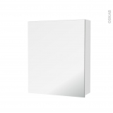 Armoire de toilette - Rangement haut - IPOMA Blanc brillant - 1 porte miroir - Côtés décors - L60 x H70 x P17 cm