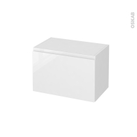 Meuble de salle de bains - Rangement bas - IPOMA Blanc brillant - 1 tiroir - L60 x H41 x P37 cm