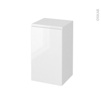 Meuble de salle de bains - Rangement bas - IPOMA Blanc brillant - 1 porte - L40 x H70 x P37 cm