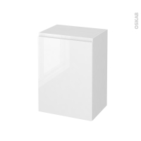 Meuble de salle de bains - Rangement bas - IPOMA Blanc brillant - 1 porte - L50 x H70 x P37 cm