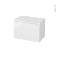 Meuble de salle de bains - Rangement bas - IPOMA Blanc brillant - 1 porte - L60 x H41 x P37 cm