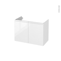 Meuble de salle de bains - Sous vasque - IPOMA Blanc brillant - 2 portes - Côtés décors - L80 x H57 x P40 cm