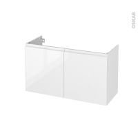 Meuble de salle de bains - Sous vasque - IPOMA Blanc brillant - 2 portes - Côtés décors - L100 x H57 x P40 cm