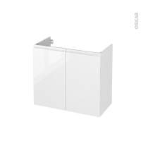 Meuble de salle de bains - Sous vasque - IPOMA Blanc brillant - 2 portes - Côtés décors - L80 x H70 x P40 cm
