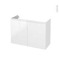 Meuble de salle de bains - Sous vasque - IPOMA Blanc brillant - 2 portes - Côtés décors - L100 x H70 x P40 cm