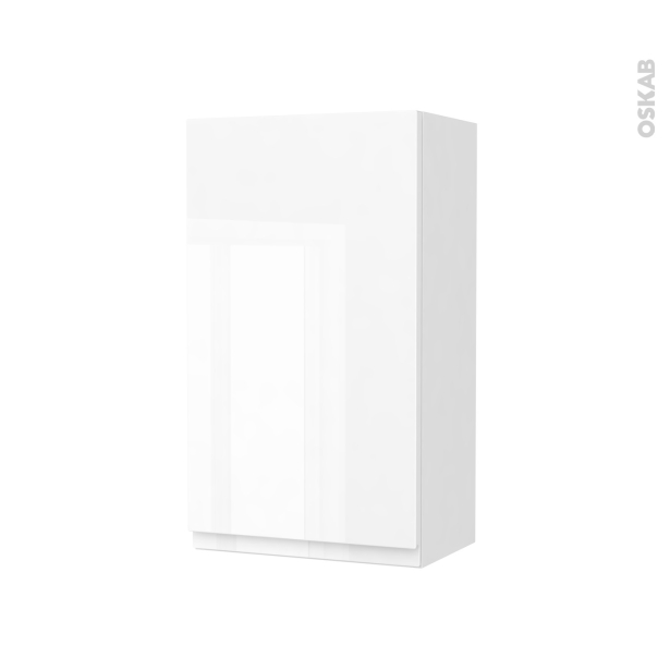 Armoire de salle de bains Rangement haut <br />IPOMA Blanc brillant, 1 porte, Côtés décors, L40 x H70 x P27 cm 
