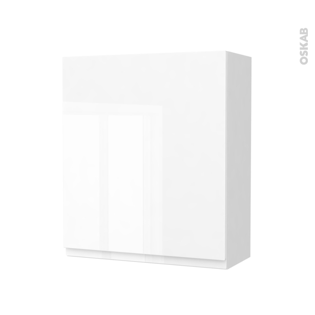 Armoire de salle de bains Rangement haut <br />IPOMA Blanc brillant, 1 porte, Côtés blancs, L60 x H70 x P27 cm 