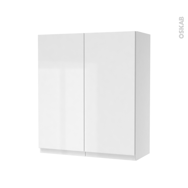 Armoire de salle de bains Rangement haut <br />IPOMA Blanc brillant, 2 portes, Côtés blancs, L60 x H70 x P27 cm 
