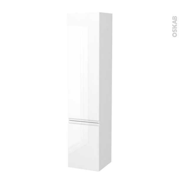 Colonne de salle de bains 2 portes <br />IPOMA Blanc brillant, Côtés blancs, Version B, L40 x H182 x P40 cm 
