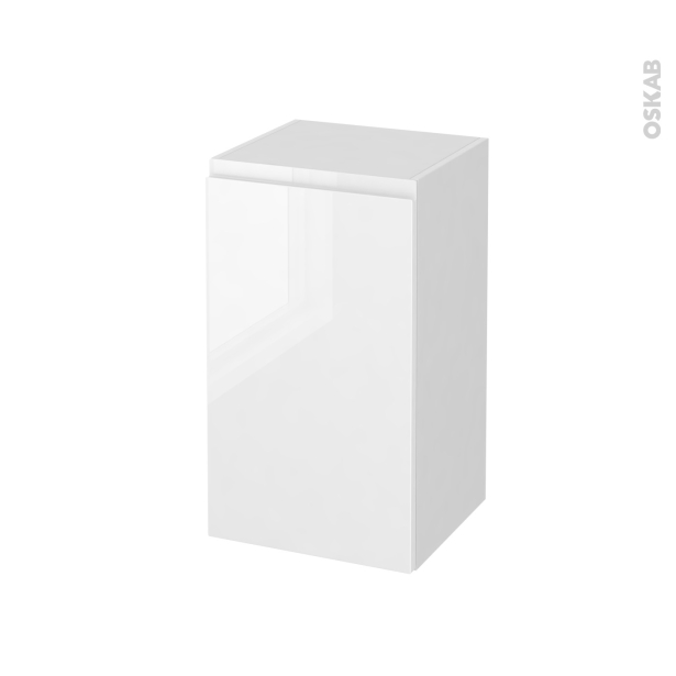 Meuble de salle de bains Rangement bas <br />IPOMA Blanc brillant, 1 porte, L40 x H70 x P37 cm 