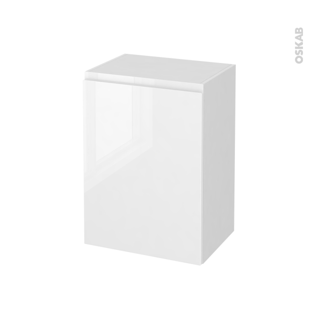 Meuble de salle de bains Rangement bas <br />IPOMA Blanc brillant, 1 porte, L50 x H70 x P37 cm 